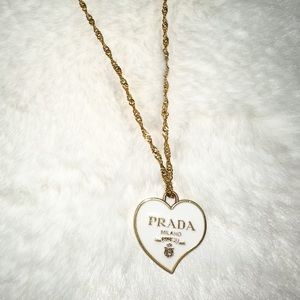 PRADA White & Gold Heart Shaped Necklace